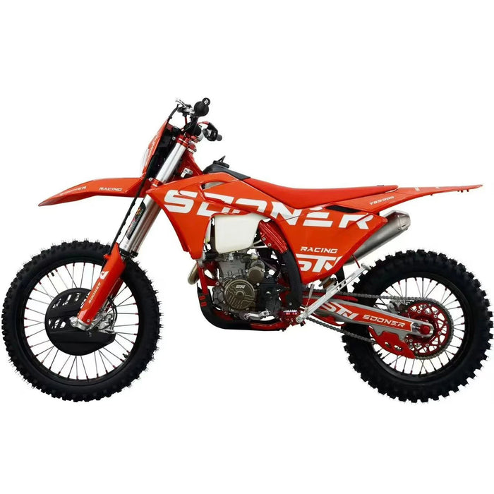 STN G9 Pro YBS300 red 300cc enduro motorcycle, right profile