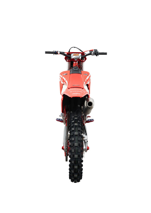 STN G9 Pro YBS300 red enduro motorcycle, rear view