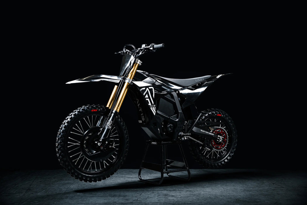 ALTIS Omega electric off-road motorcycle — official front three-quarter view